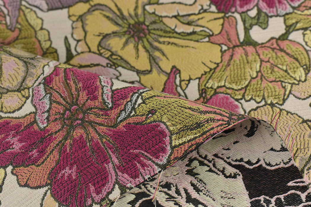 Heavy Weight Vintage Red Floral Jacquard Upholstery Fabric For Chair Curtain|Multi-Colored Abstract Farmhouse Country Decor Floral Fabric