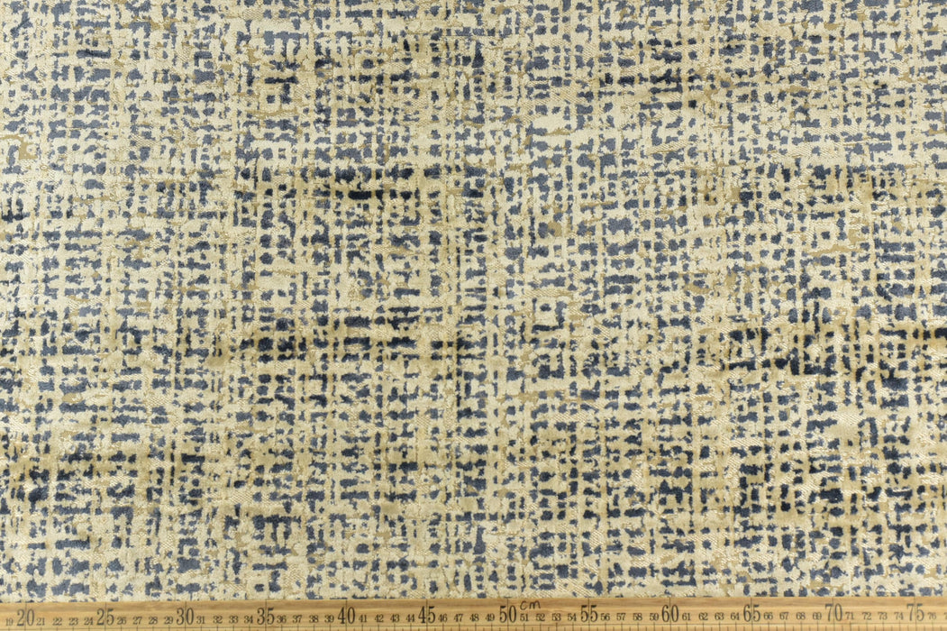 Clearance Sale!Heavy Weight Blue and Beige Abstract Geometric Cut Velvet Upholstery Fabric For Chair|Durable Furniture Fabric For Cushion