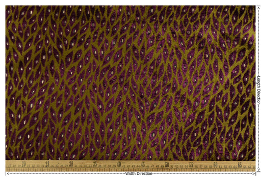 Designer Heavy Weight Burgundy and Olive Green Peacock Feather Pattern Cut Velvet Upholstery Fabric For Chair|Geometric Animal Skin Fabric
