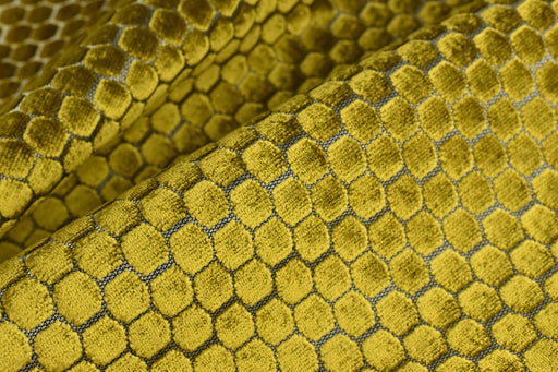 Heavy Weight Reef Gold Geometric Jacquard Cut Velvet Upholstery Fabric For Chair Couch|Vinatge Geometric Thick Velvet Furniture Fabric