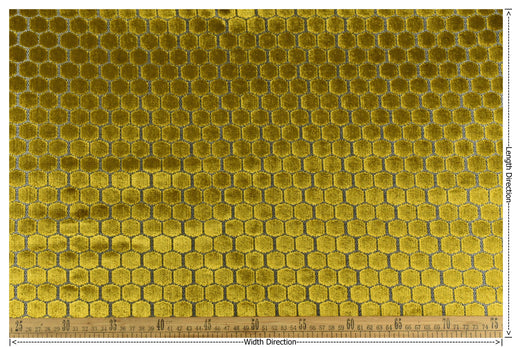 Heavy Weight Reef Gold Geometric Jacquard Cut Velvet Upholstery Fabric For Chair Couch|Vinatge Geometric Thick Velvet Furniture Fabric