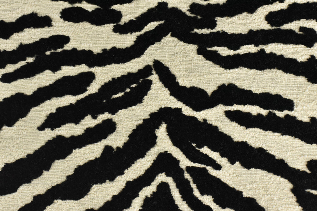 Heavy Weight Luxury Black Cream White Cotton Blend Zebra Skin Cut Velvet Upholstery Fabric|Abstract Geometric Wild Animal Fabric For Chair