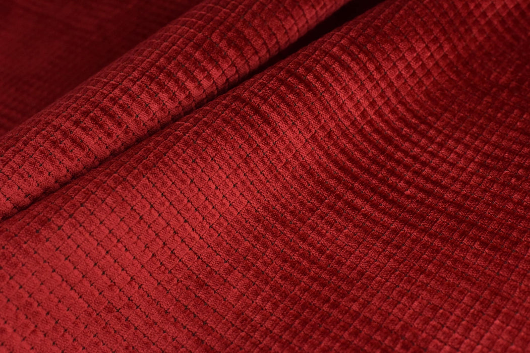 Clearance Sale!Heavy Weight Red Small Check Geometric Cut Velvet Upholstery Fabric For Chair|Luxury Shiny Velvet Fabric For Curtain Pillow