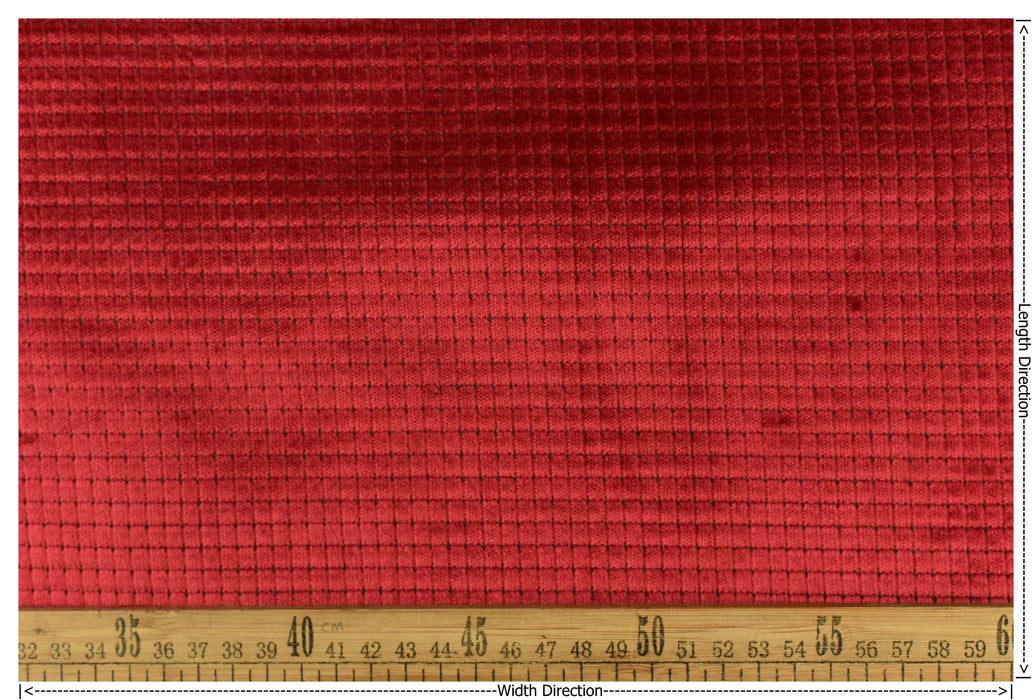 Clearance Sale!Heavy Weight Red Small Check Geometric Cut Velvet Upholstery Fabric For Chair|Luxury Shiny Velvet Fabric For Curtain Pillow