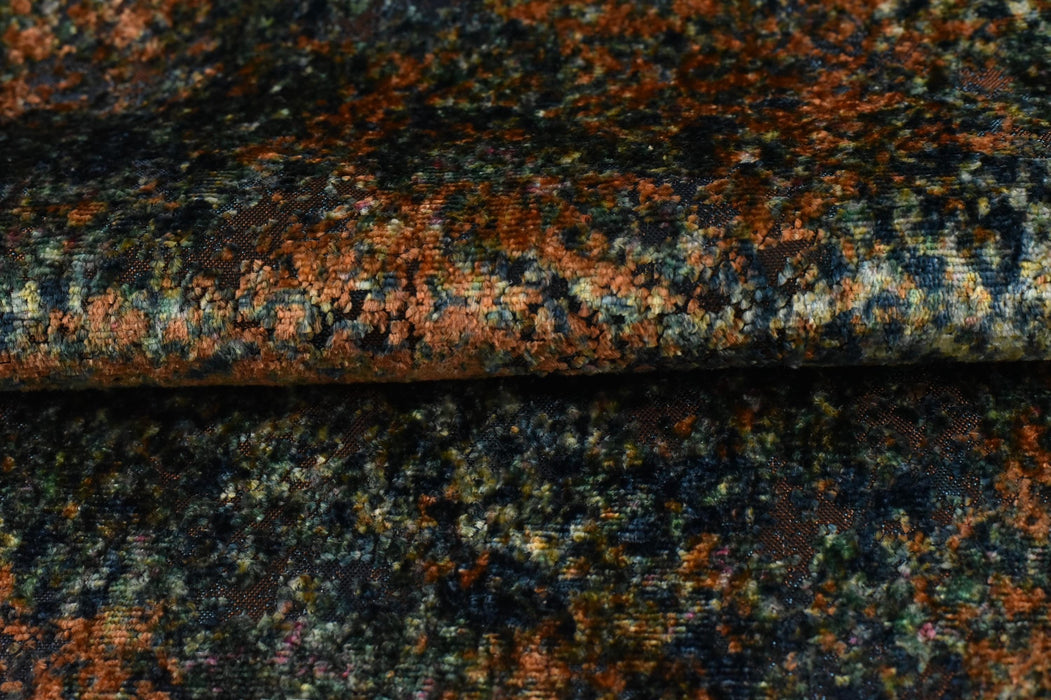 Heavy Weight Multi-Colored Abstract Jacquard Velvet Upholstery Fabric|Blue Green Gold Raised Cut Velvet Fabric|Luxury Furniture Fabric