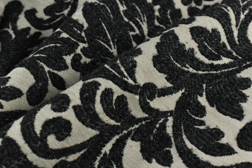 Heavy Weight Vintage Black Cream Floral Jacquard Wool Linen Cotton Blend Upholstery Fabric For Chair Curtain|Home Decor Soft Fabric 6 Colors