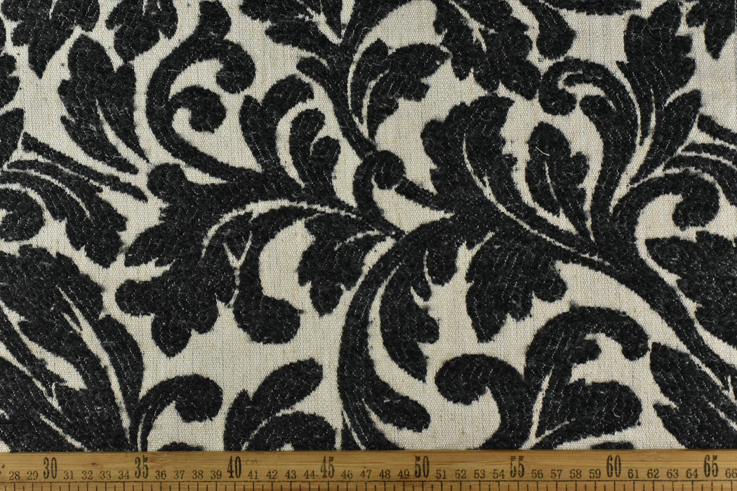 Heavy Weight Vintage Black Cream Floral Jacquard Wool Linen Cotton Blend Upholstery Fabric For Chair Curtain|Home Decor Soft Fabric 6 Colors