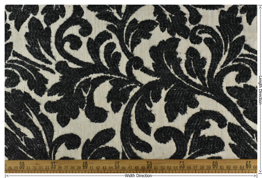Heavy Weight Vintage Black Cream Floral Jacquard Wool Linen Cotton Blend Upholstery Fabric For Chair Curtain|Home Decor Soft Fabric 6 Colors