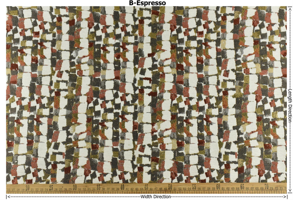 Heavy Weight Burnt Orange Chartreuse Green Upholsetry Fabric|Botanical Floral Jacquard Fabric|Abstract Geometric Furniture Fabric for Chairs