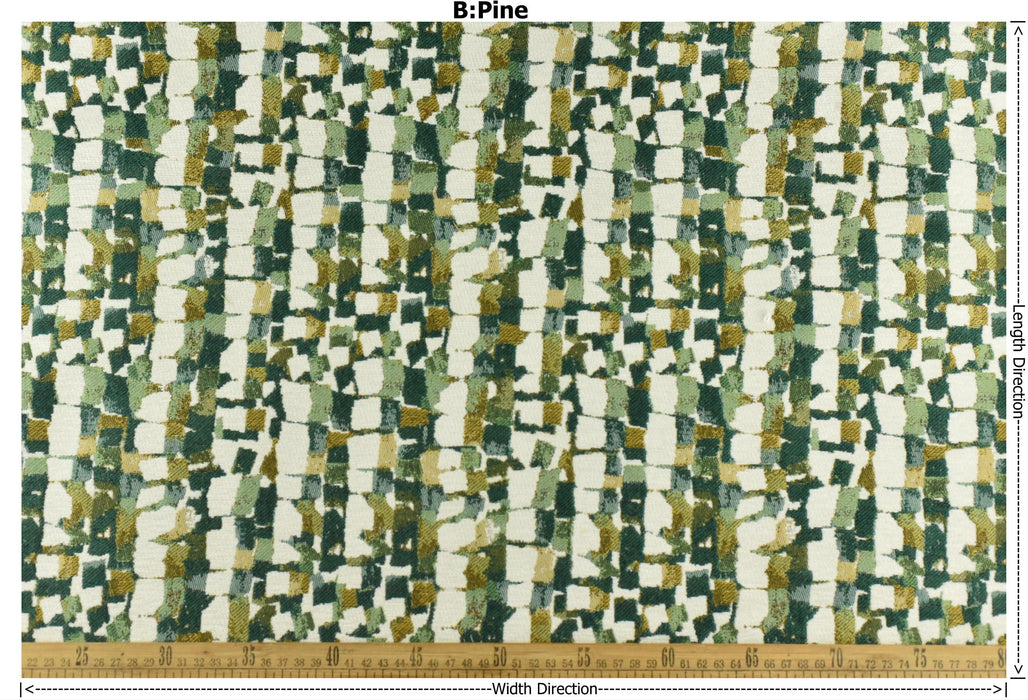 Heavy Weight Green Yellow Upholsetry Fabric|Botanical Floral Jacquard Fabric|Vintage Abstract Geometric Furniture Fabric for Chairs