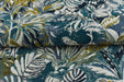 Heavy Weight Blue and Green Tropical Upholsetry Fabric|Botanical Floral Jacquard Fabric|Abstract Geometric Furniture Fabric for Chairs
