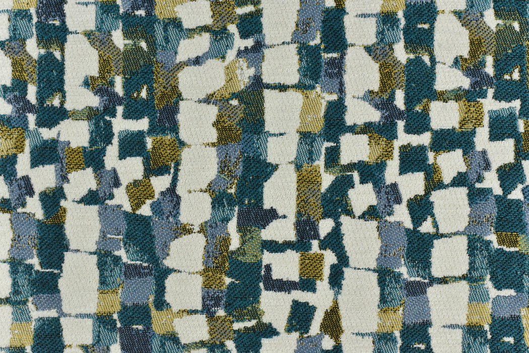 Heavy Weight Blue and Green Tropical Upholsetry Fabric|Botanical Floral Jacquard Fabric|Abstract Geometric Furniture Fabric for Chairs