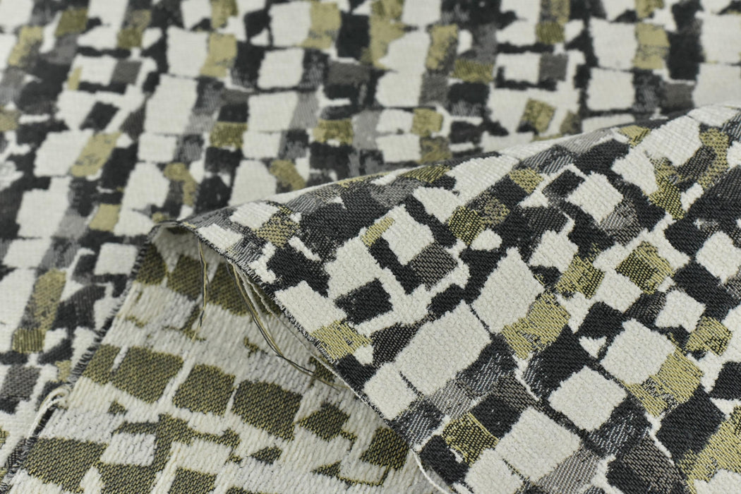 Heavy Weight Chartreuse Geen and Green Upholsetry Fabric|Botanical Floral Jacquard Fabric|Abstract Geometric Furniture Fabric for Chairs