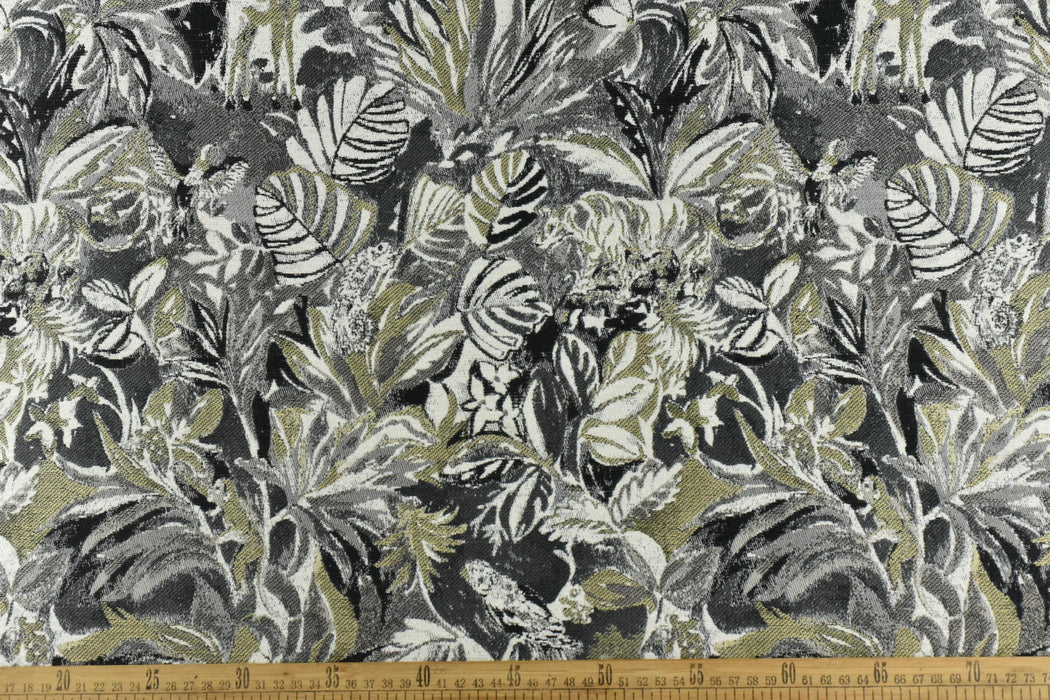 Heavy Weight Chartreuse Geen and Green Upholsetry Fabric|Botanical Floral Jacquard Fabric|Abstract Geometric Furniture Fabric for Chairs