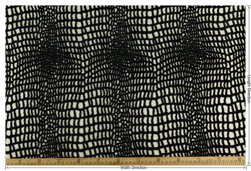 Heavy Weight Black Abstract Vintage Crocodile Skin Raised Cut Velvet For Chair|Heavy Duty Geometric Jacquard Thick Velvet Furniture Fabric