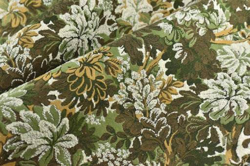 Heavy Weight Vintage Green Floral Jacquard Upholstery Fabric For Chair|Mid Century Modern Tapestry Fabric|Botanical Fabric for Headboard