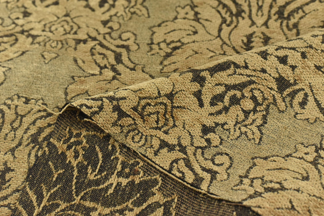 Heavy Weight Mid Century Modern Brown Damask Floral Chenille Upholstery Fabric For Chair|Vinatge Flower Furniture Fabric