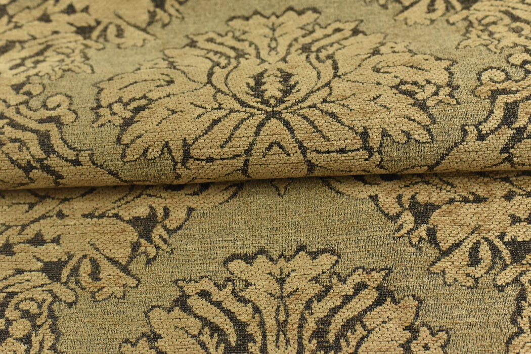 Heavy Weight Mid Century Modern Brown Damask Floral Chenille Upholstery Fabric For Chair|Vinatge Flower Furniture Fabric