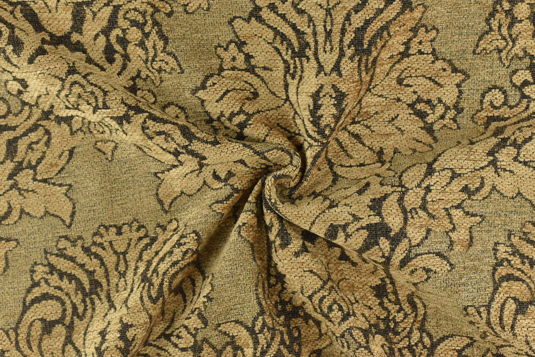 Heavy Weight Mid Century Modern Brown Damask Floral Chenille Upholstery Fabric For Chair|Vinatge Flower Furniture Fabric