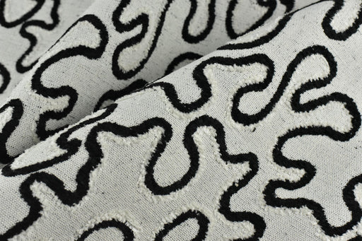 Heavy Weight Black White Plushed Chenille Woven Abstract Geometric Upholstery Fabric For Chair|Chunky Texture Furniture Fabric For Pillow