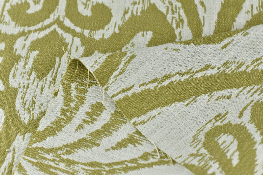 Heavy Weight Green Ikat Lattice Geometric Upholstery Fabric|Vintage Ethnic Style Furniture Fabric|Boho Tribal Pattern for Chairs, Pillows