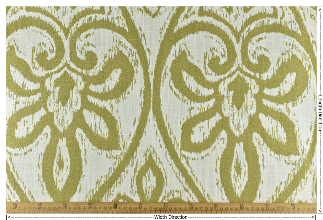 Heavy Weight Green Ikat Lattice Geometric Upholstery Fabric|Vintage Ethnic Style Furniture Fabric|Boho Tribal Pattern for Chairs, Pillows