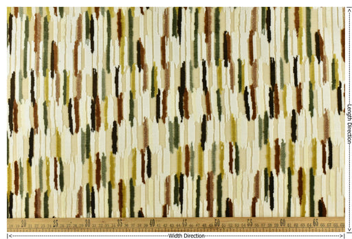 Heavyweight Multi-Colored Cut Velvet Upholstery Fabric|Modern Abstract Raised Stripe in Green Gold Brown White Furniture Fabric for Chairs