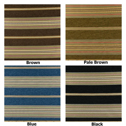 Mid Century Modern Brown Red Green Striped Chenille Upholstery Fabric|Vintage Jacquard Woven Geometric Fabric for Chairs, Couches, Pillows