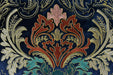 Clearance Sale!Heavy Weight Vintage Gold Rust Teal Damask Floral Embroidered Navy Cut Velvet Upholstery Fabric|Luxury Fabric For Furniture
