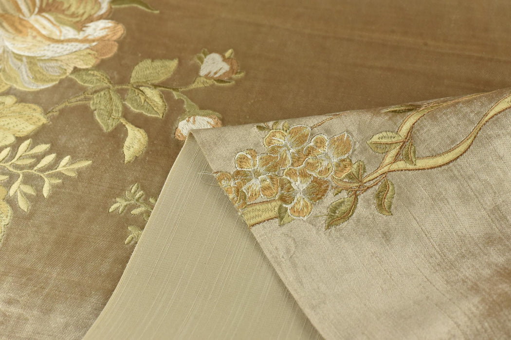 Clearance Sale!Heavy Weight Vintage Pink Cream Purple Rose Floral Embroidered Cut Velvet Upholstery Fabric|Luxury Fabric For Furniture