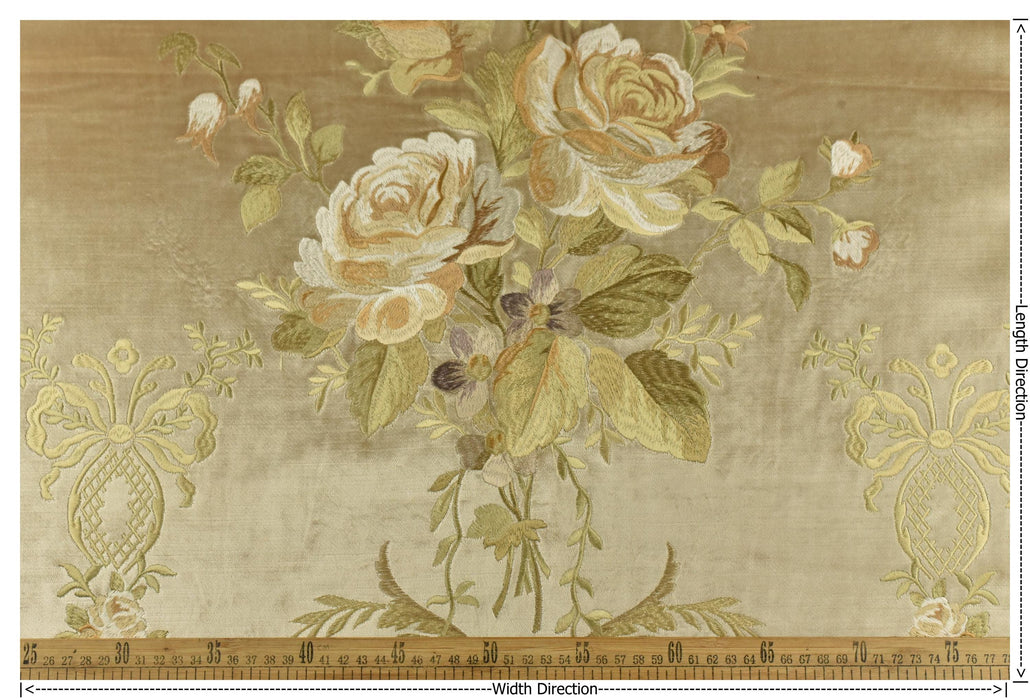 Clearance Sale!Heavy Weight Vintage Pink Cream Purple Rose Floral Embroidered Cut Velvet Upholstery Fabric|Luxury Fabric For Furniture