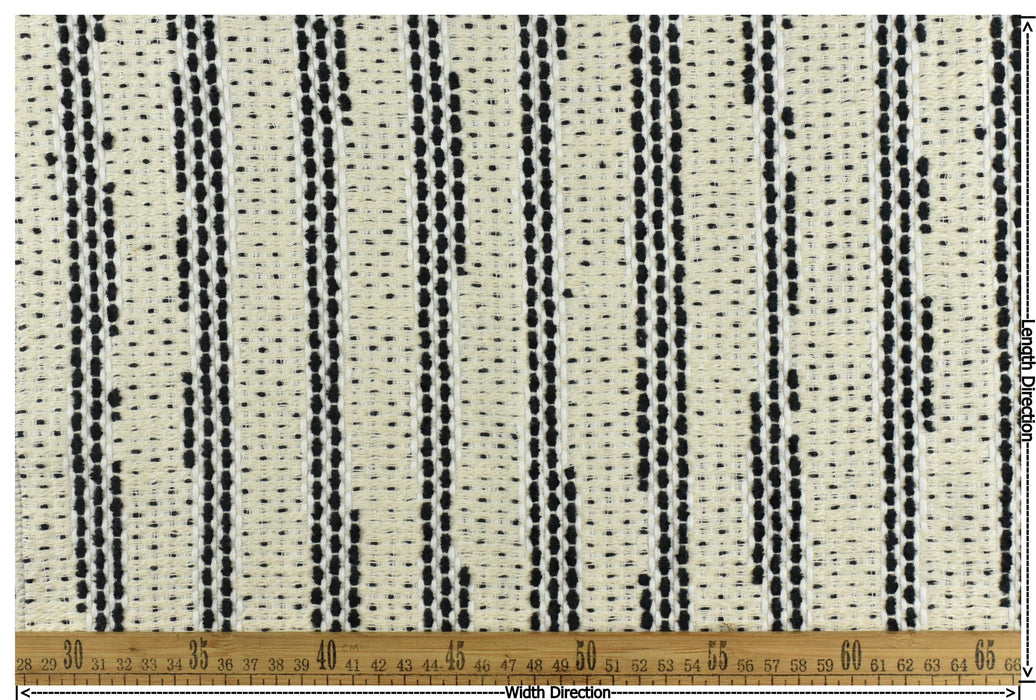 Vintage Heavy Black White Ivory Cotton Blend Striped Upholstery Fabric For Chair|Soft Furniture Fabric For Couch Cushion Drapery Bed Throw