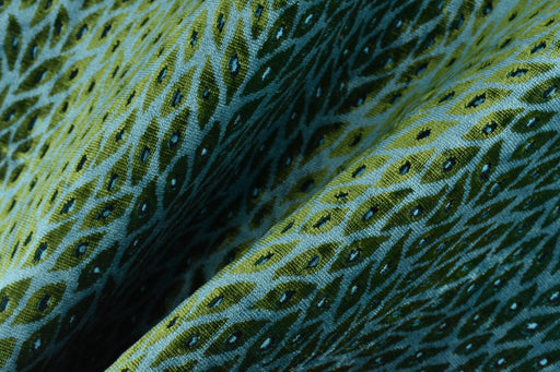 Designer Heavy Weight Blue and Green Peacock Feather Pattern Cut Velvet Upholstery Fabric For Chair|Vintage Animal Skin Geometric Fabric