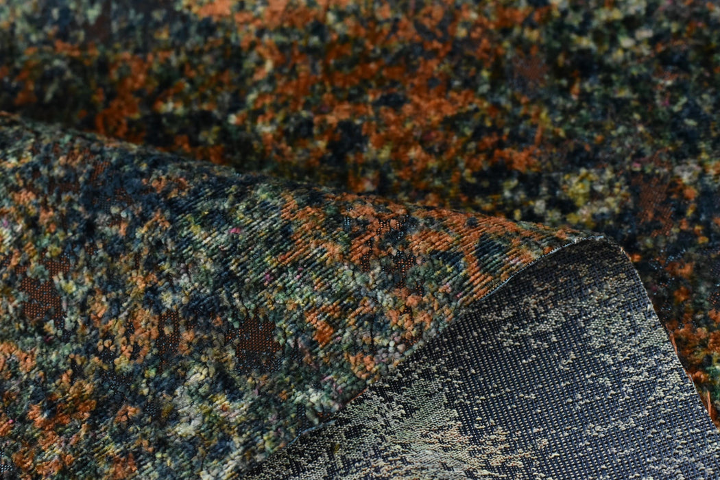 Heavy Weight Multi-Colored Abstract Jacquard Velvet Upholstery Fabric|Blue Green Gold Raised Cut Velvet Fabric|Luxury Furniture Fabric