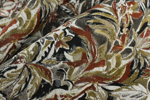 Heavy Weight Burnt Orange Chartreuse Green Upholsetry Fabric|Botanical Floral Jacquard Fabric|Abstract Geometric Furniture Fabric for Chairs