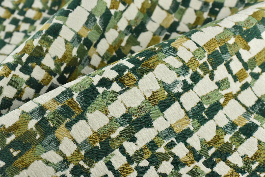Heavy Weight Green Yellow Upholsetry Fabric|Botanical Floral Jacquard Fabric|Vintage Abstract Geometric Furniture Fabric for Chairs