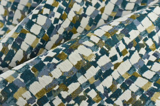 Heavy Weight Blue and Green Tropical Upholsetry Fabric|Botanical Floral Jacquard Fabric|Abstract Geometric Furniture Fabric for Chairs