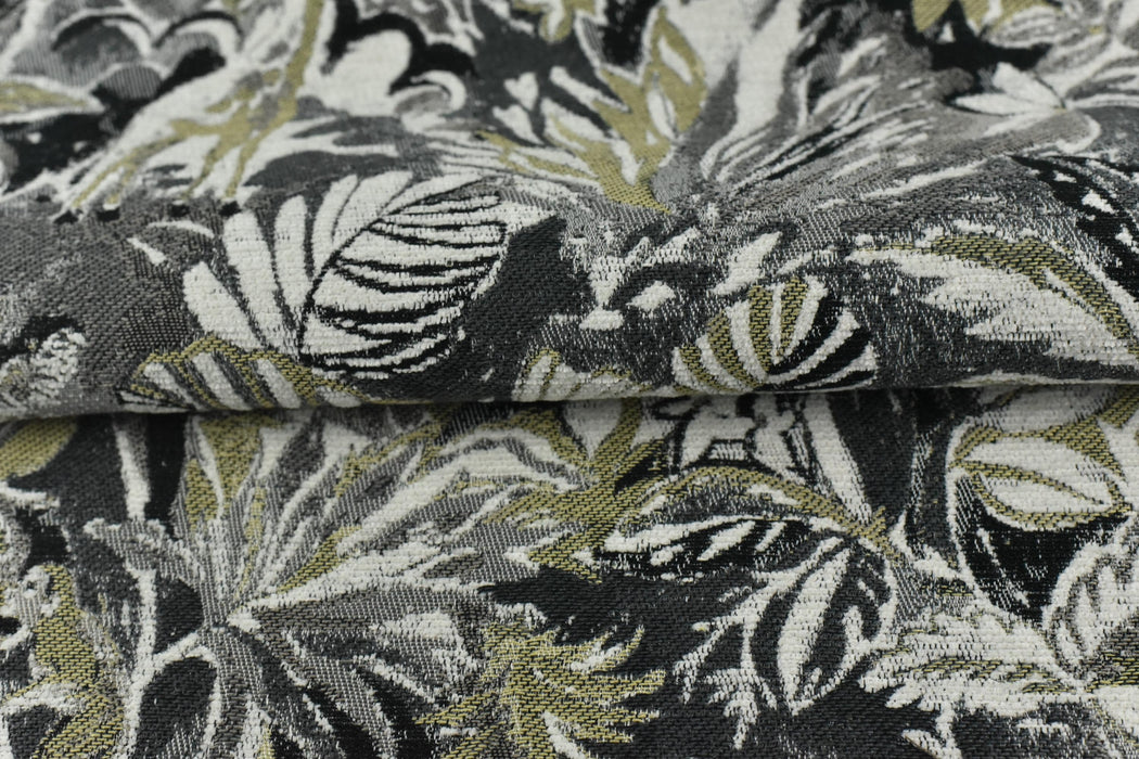 Heavy Weight Chartreuse Geen and Green Upholsetry Fabric|Botanical Floral Jacquard Fabric|Abstract Geometric Furniture Fabric for Chairs