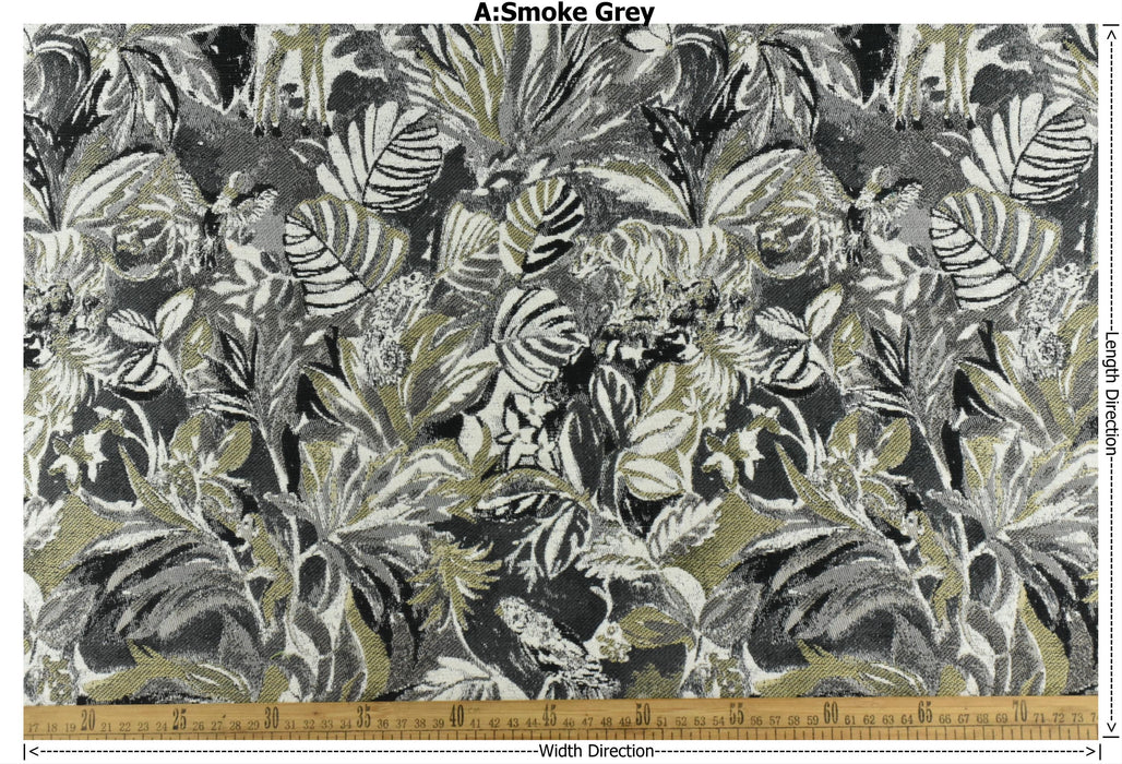 Heavy Weight Chartreuse Geen and Green Upholsetry Fabric|Botanical Floral Jacquard Fabric|Abstract Geometric Furniture Fabric for Chairs