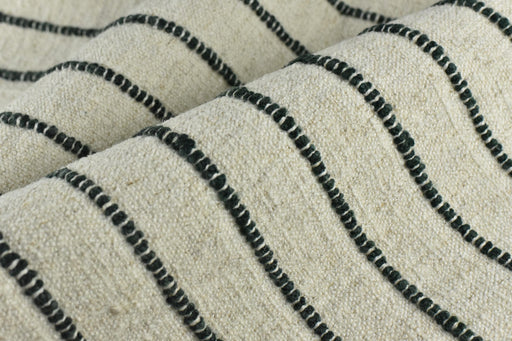 Extra Heavy Weight Cotton Linen Blend Green Striped Upholstery Fabric For Chair|Chunky Raised Strip Fabric|Durable Furniture Fabric For Sofa