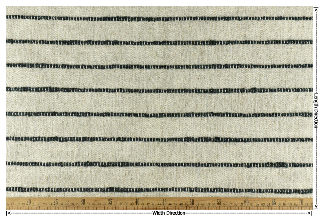 Extra Heavy Weight Cotton Linen Blend Green Striped Upholstery Fabric For Chair|Chunky Raised Strip Fabric|Durable Furniture Fabric For Sofa