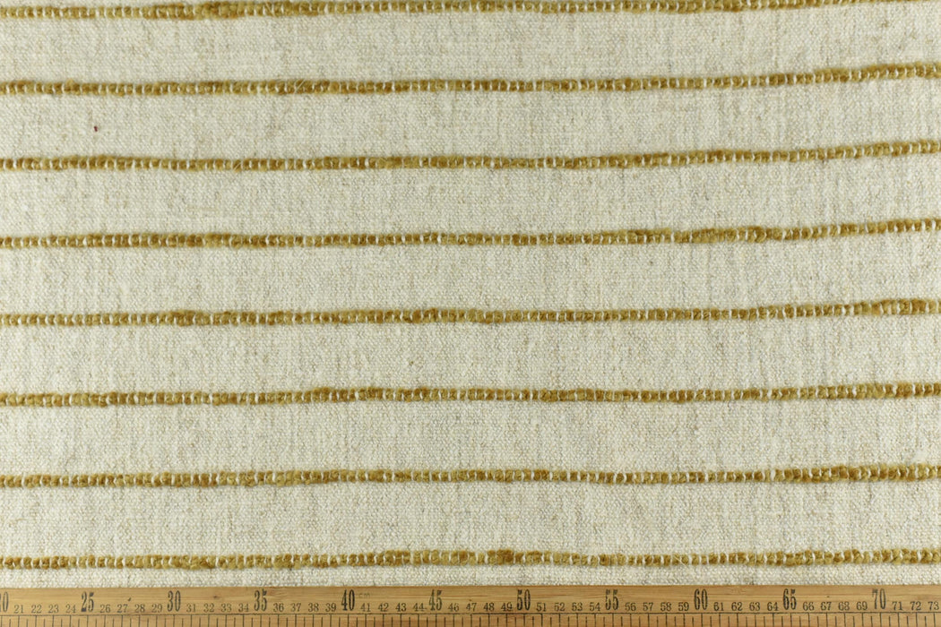 Extra Heavy Weight Cotton Linen Blend Green Striped Upholstery Fabric For Chair|Chunky Raised Strip Fabric|Durable Furniture Fabric For Sofa