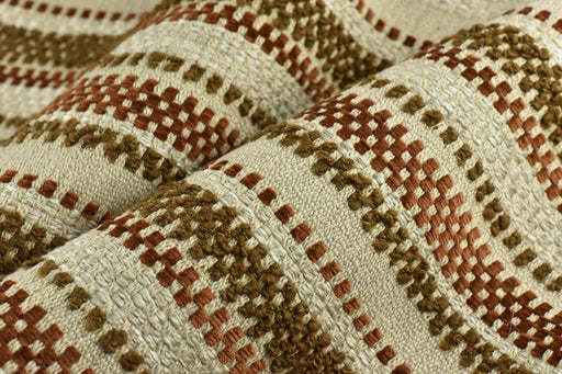 Designer High End Extra Heavy Weight Linen Blend Rust Brown Striped Upholstery Fabric For Chair|Heavy Duty Textured Furniture Fabric
