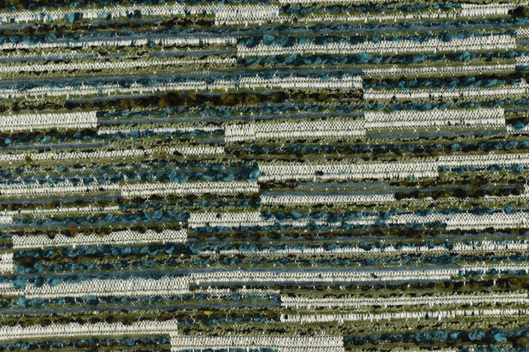 Designer High End Heavy Weight Linen Blend Blue Green Striped Boucle Upholstery Fabric For Chair|Heavy Duty Geometric Furniture Fabric