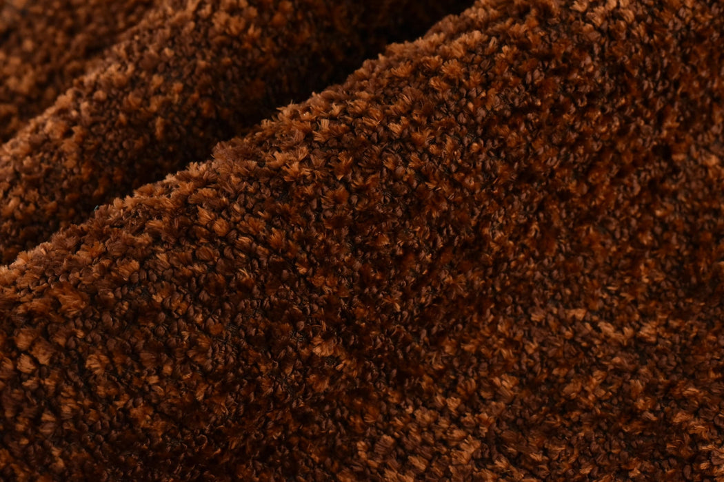 Heavy Weight Rust Brown Wool Blend Upholstery Fabric|Extra Soft Plushed Textured Fabric For Chair Couch|Luxury Furniture Fabric For Sofa