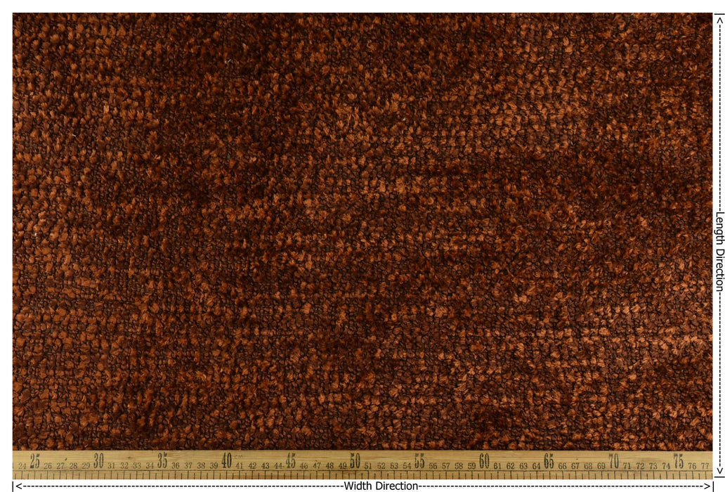 Heavy Weight Rust Brown Wool Blend Upholstery Fabric|Extra Soft Plushed Textured Fabric For Chair Couch|Luxury Furniture Fabric For Sofa