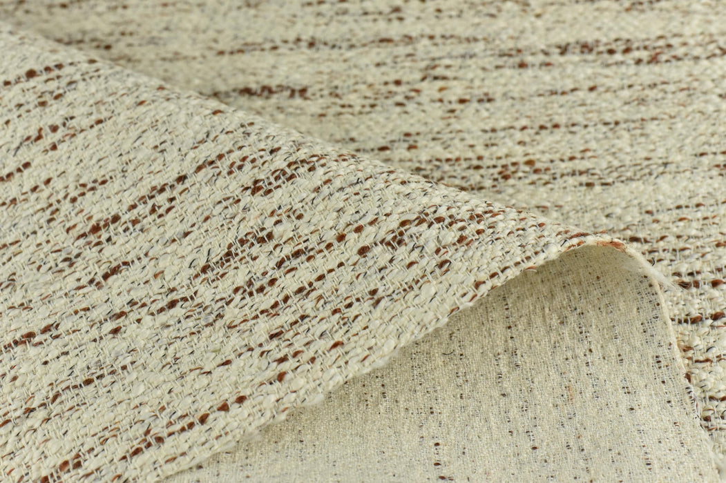 Heavy Weight Cream Rust Brown Textured Wool Blend Upholstery Fabric|Coarse Woven Fabric For Chair Sofa |Luxury Furniture Fabric by the Yard