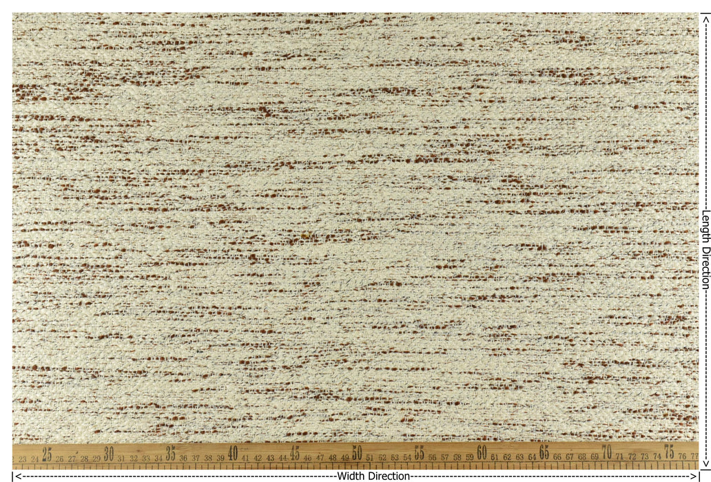 Heavy Weight Cream Rust Brown Textured Wool Blend Upholstery Fabric|Coarse Woven Fabric For Chair Sofa |Luxury Furniture Fabric by the Yard
