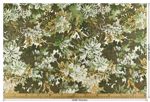 Heavy Weight Vintage Green Floral Jacquard Upholstery Fabric For Chair|Mid Century Modern Tapestry Fabric|Botanical Fabric for Headboard
