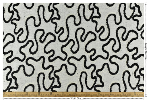 Heavy Weight Black White Plushed Chenille Woven Abstract Geometric Upholstery Fabric For Chair|Chunky Texture Furniture Fabric For Pillow